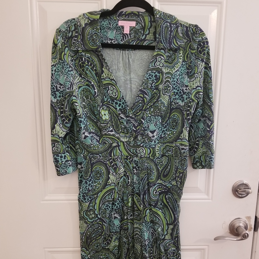 Lily Pulitzer blue/green leopard dress